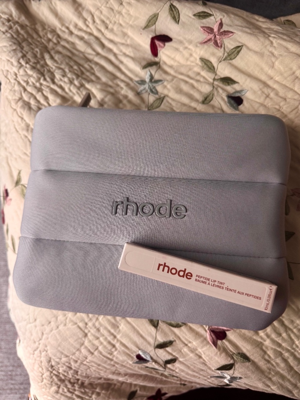 Rhode mini bubble makeup bag & Rare cinnamon roll lippie